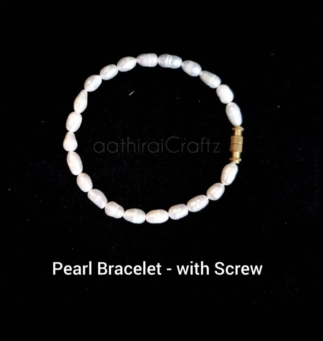 Pearl / Muthu / Moti Bracelet with Screw