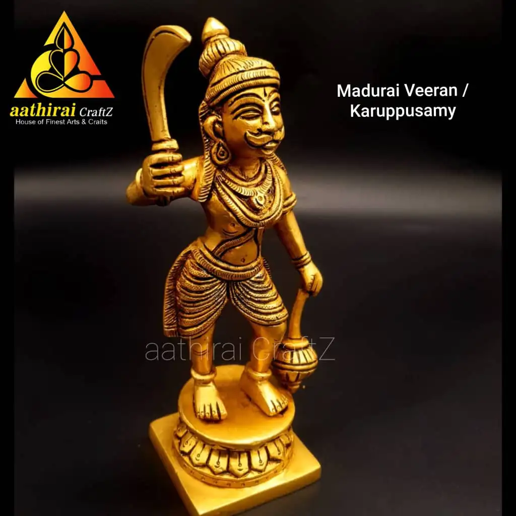 Karuppusamy / Madurai Veeran Ayya Statue Brass Antique Finish Karuppusamy - secondary