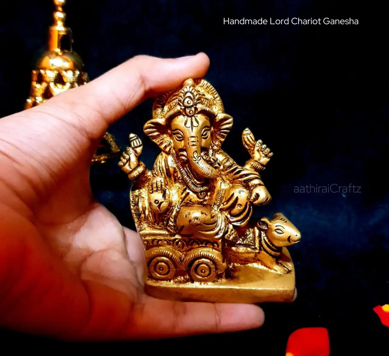 Handmade  Lord Chariot Ganesha with Mooshiga Vahana - secondary