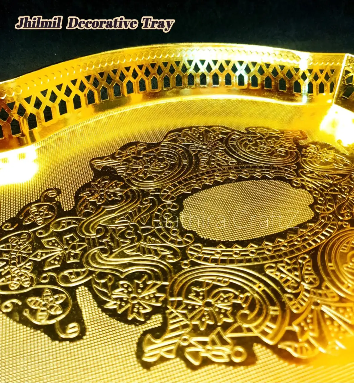 Jhilmil Golden Pooja/ Decorative Plates/ Pooja Tray - secondary