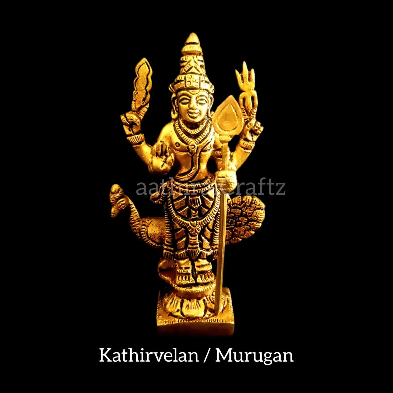 Kathirvelan / Murugan 5 Inches Brass Antique Finish