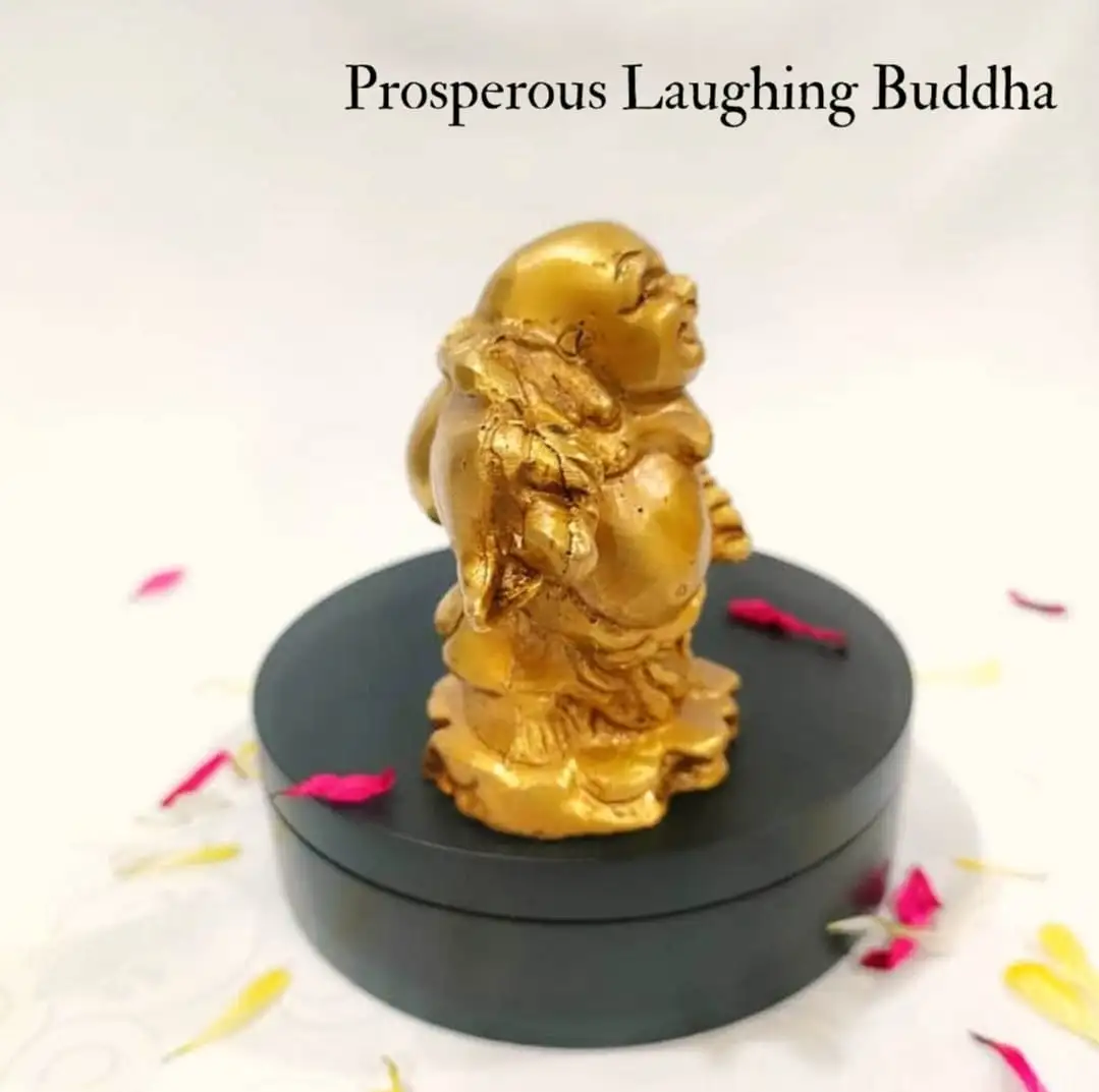 Prosperous Laughing Buddha statue Brass Antique Finish - secondary