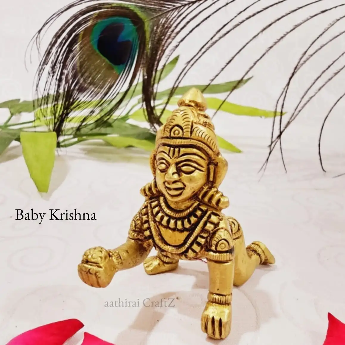 Baby Krishna  Brass Antique Finish