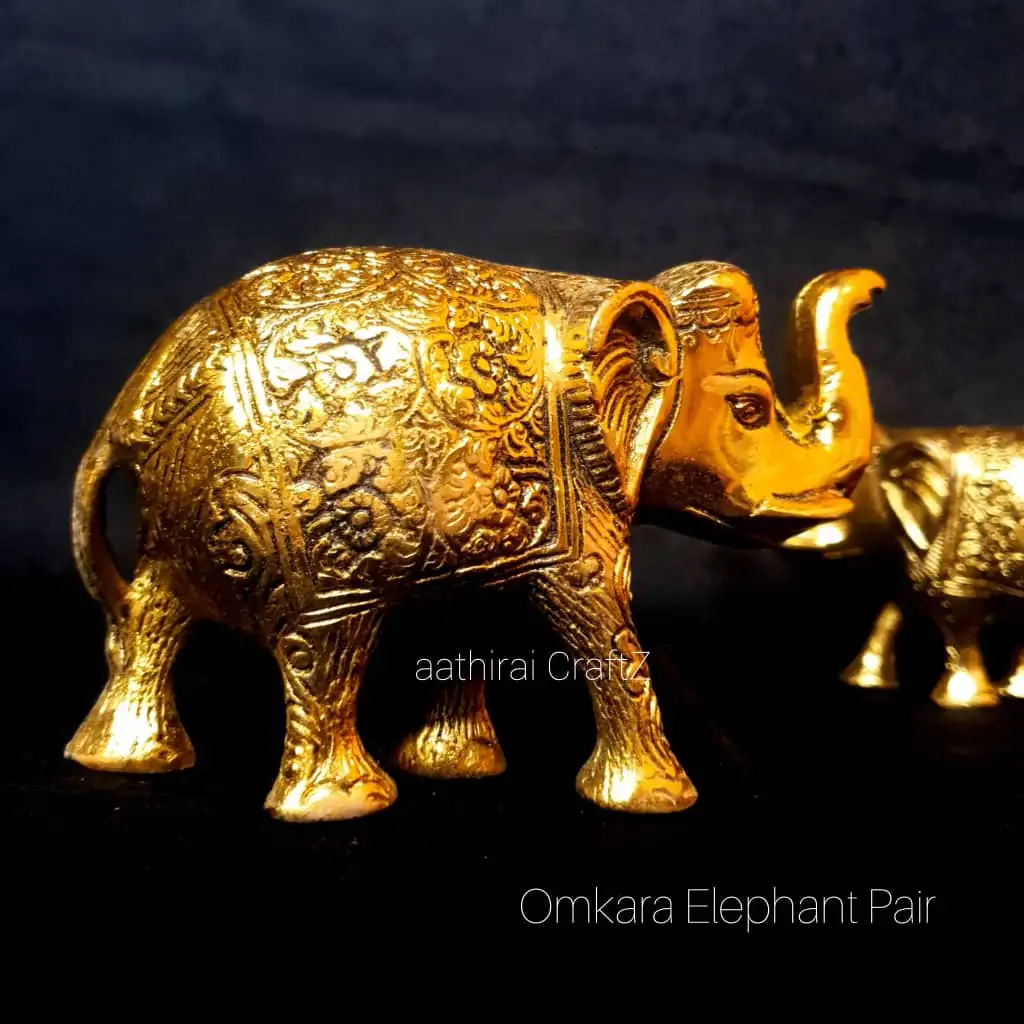 Omkara Elephant Pair - Aluminium Antique Finish - secondary