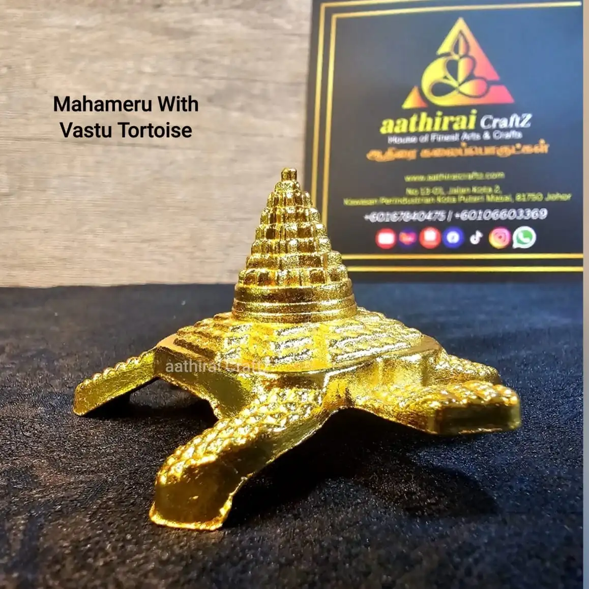 Vaastu Tortoise with Mahameru - Aluminum Antique Finish