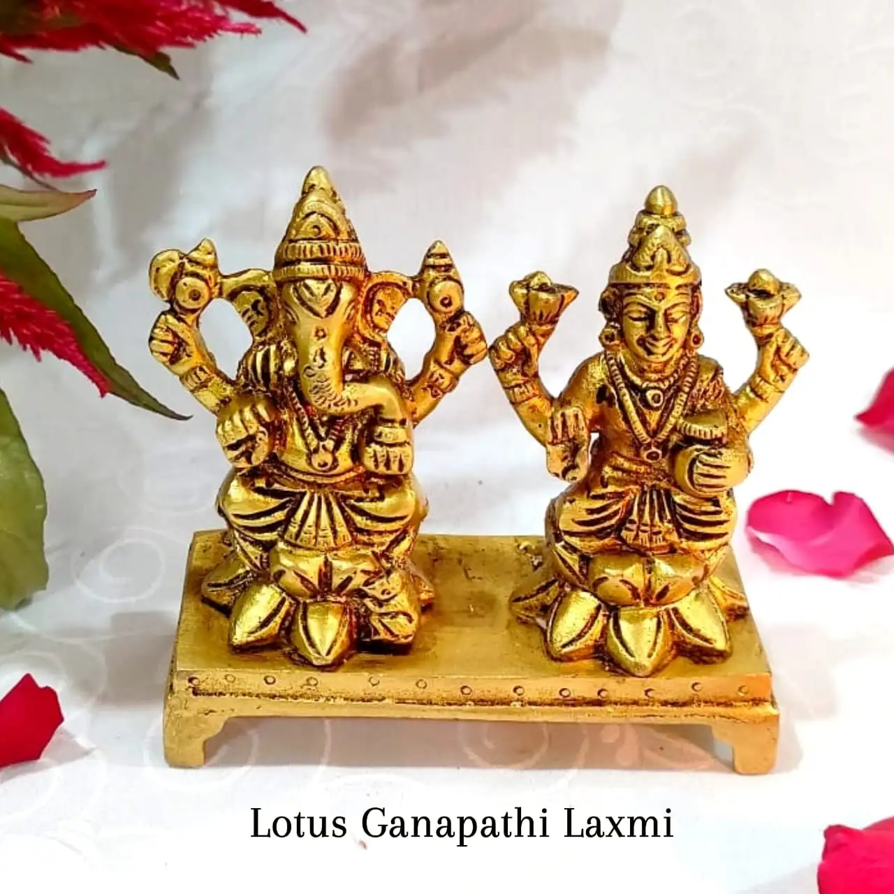 Lotus Ganapathi Laxmi  Brass Antique Finish
