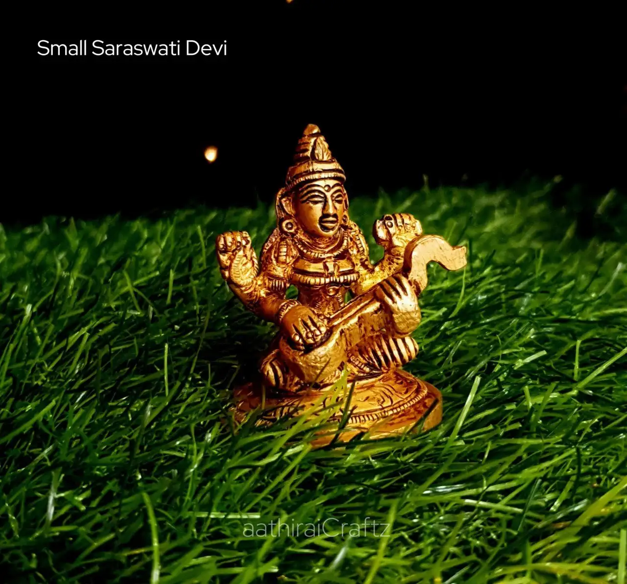 Small Saraswati Devi/ Saraswathi Devi
Brass Antique Finish