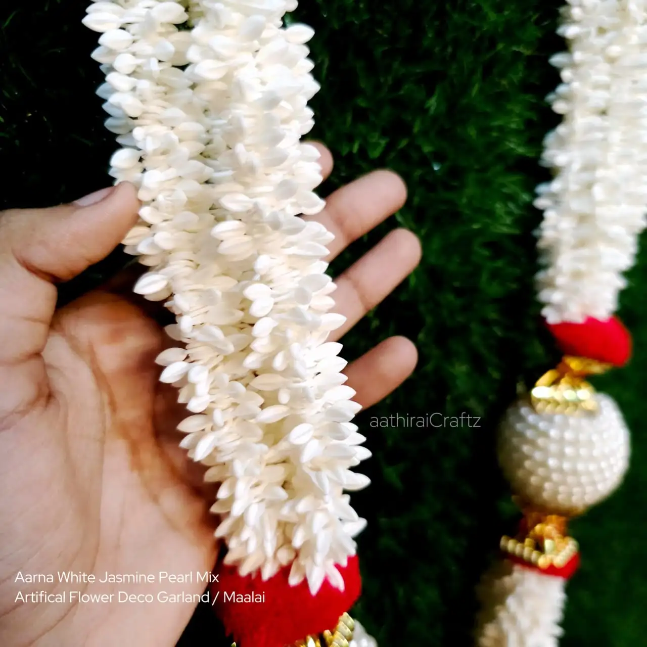 Aarna White Jasmine Pearl Mix Artifical Flower Deco Garland - secondary