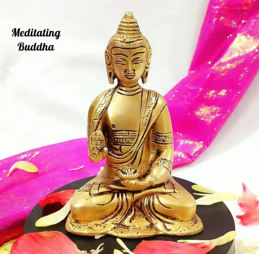 Meditating Buddha Idol Brass Antique Finish