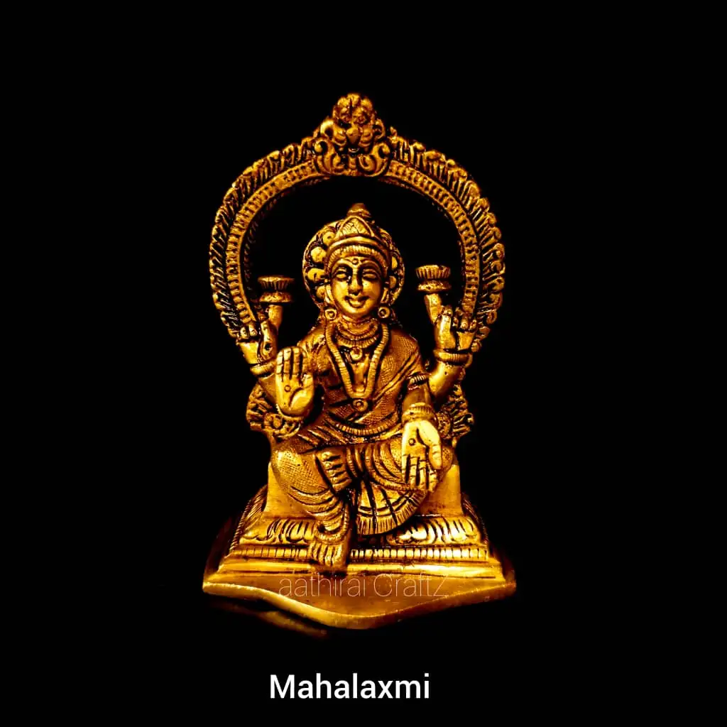 Frame Laksmi Statue Brass Antique Finish Mahalaxmi Tiruvachi