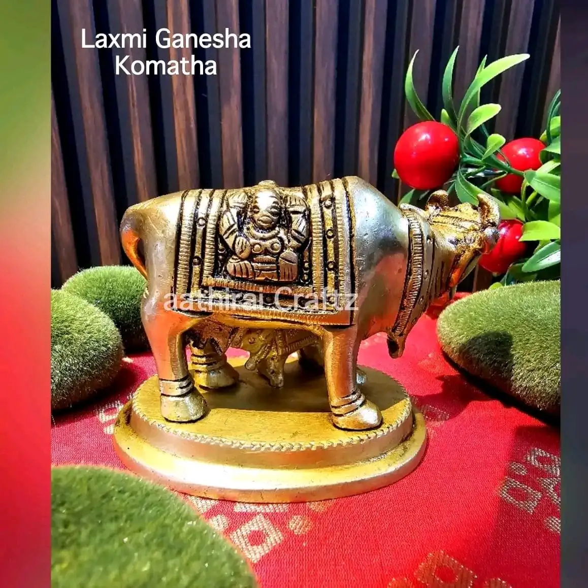 Laxmi Ganesha Cow and Calf Brass Sculpture - secondary