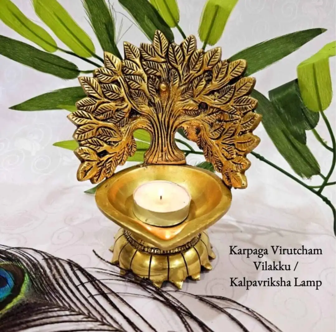 Kalpavriksha Tree / Karpaga Virutcham Lamp Brass Antique Finish