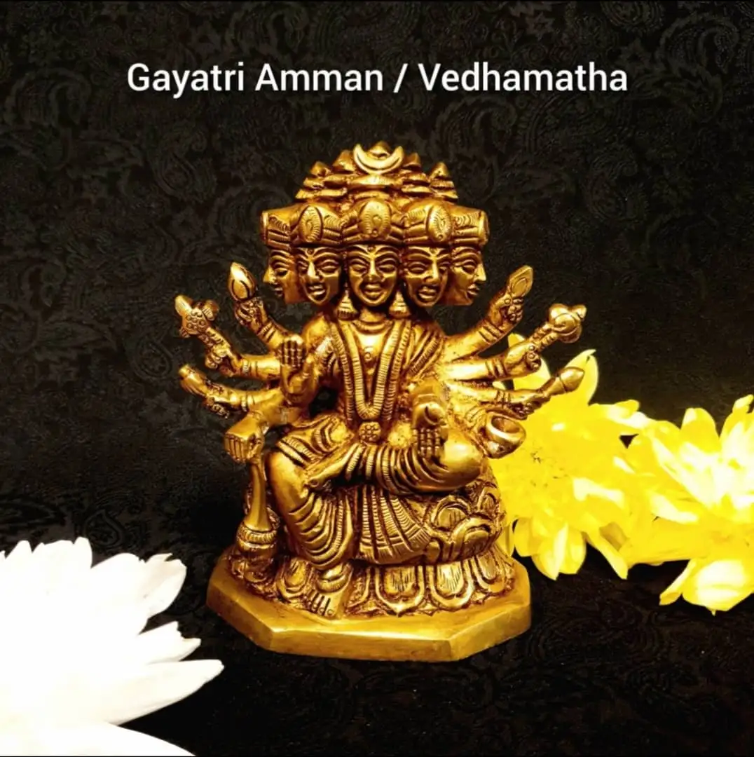 Goddess Gayathri Statue  Brass Antique Finish