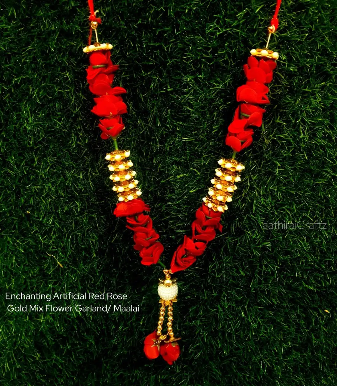 Enchanting Artifical Red Rose Gold Mix