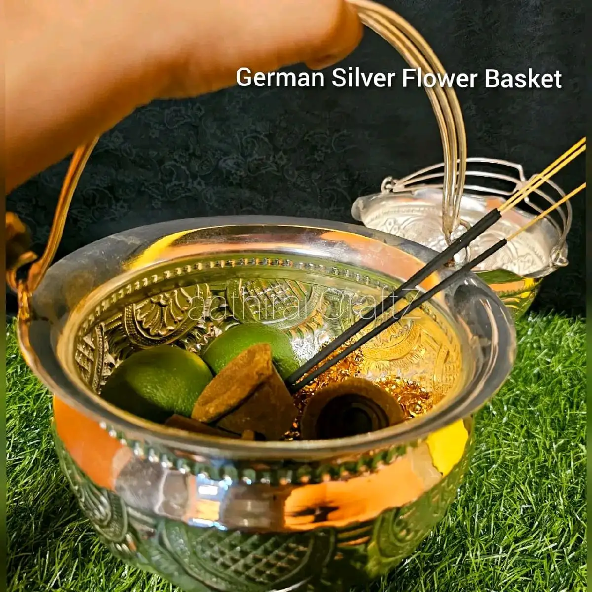 German Silver Flower Basket - secondary
