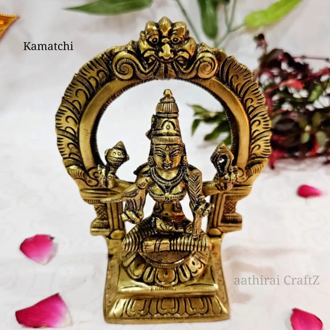 Kamatchi Amman Idol Brass Antique Finish - With Arch - secondary