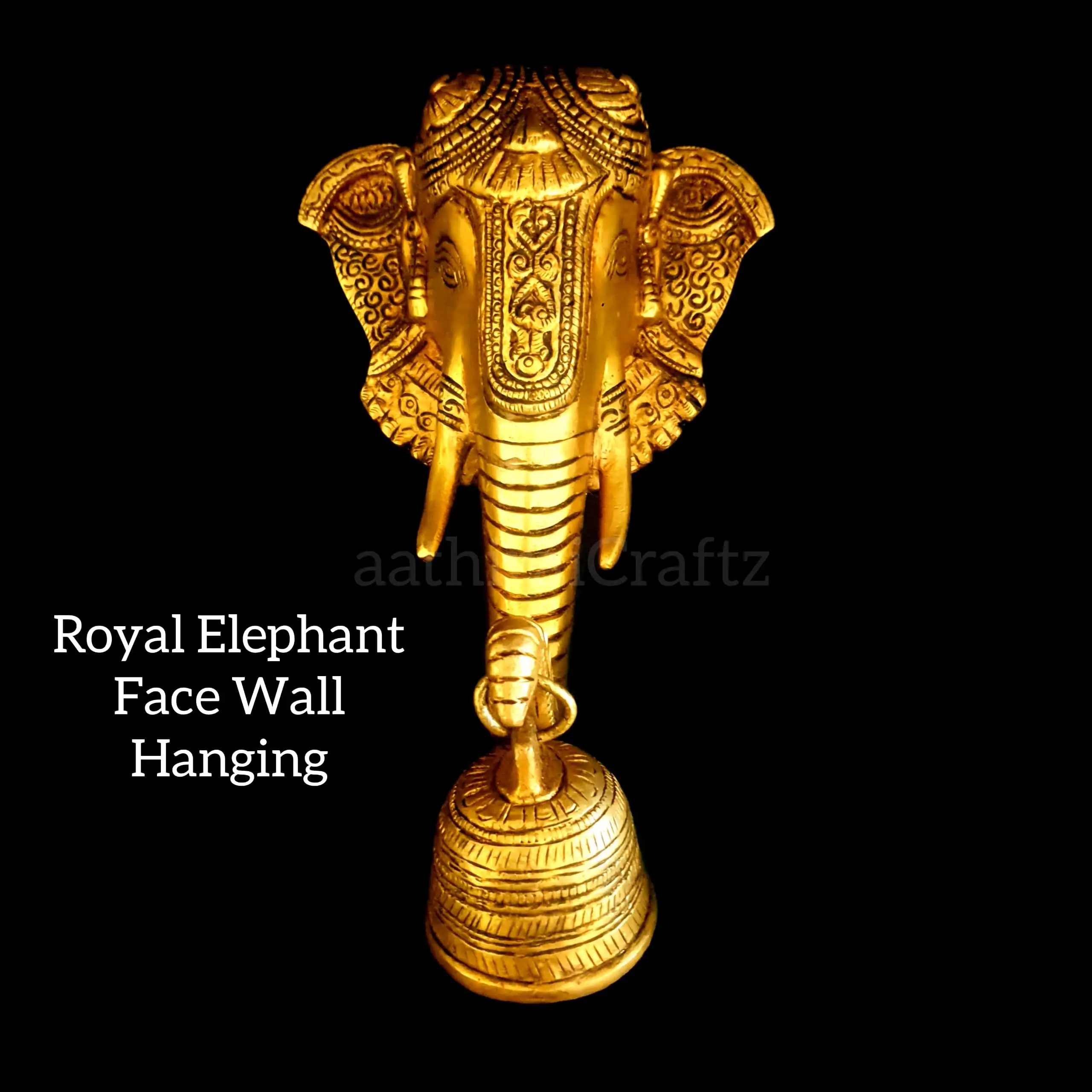 Royal Elephant Face Wall Hanging with Bells / Elephant Face Wall Hanging
