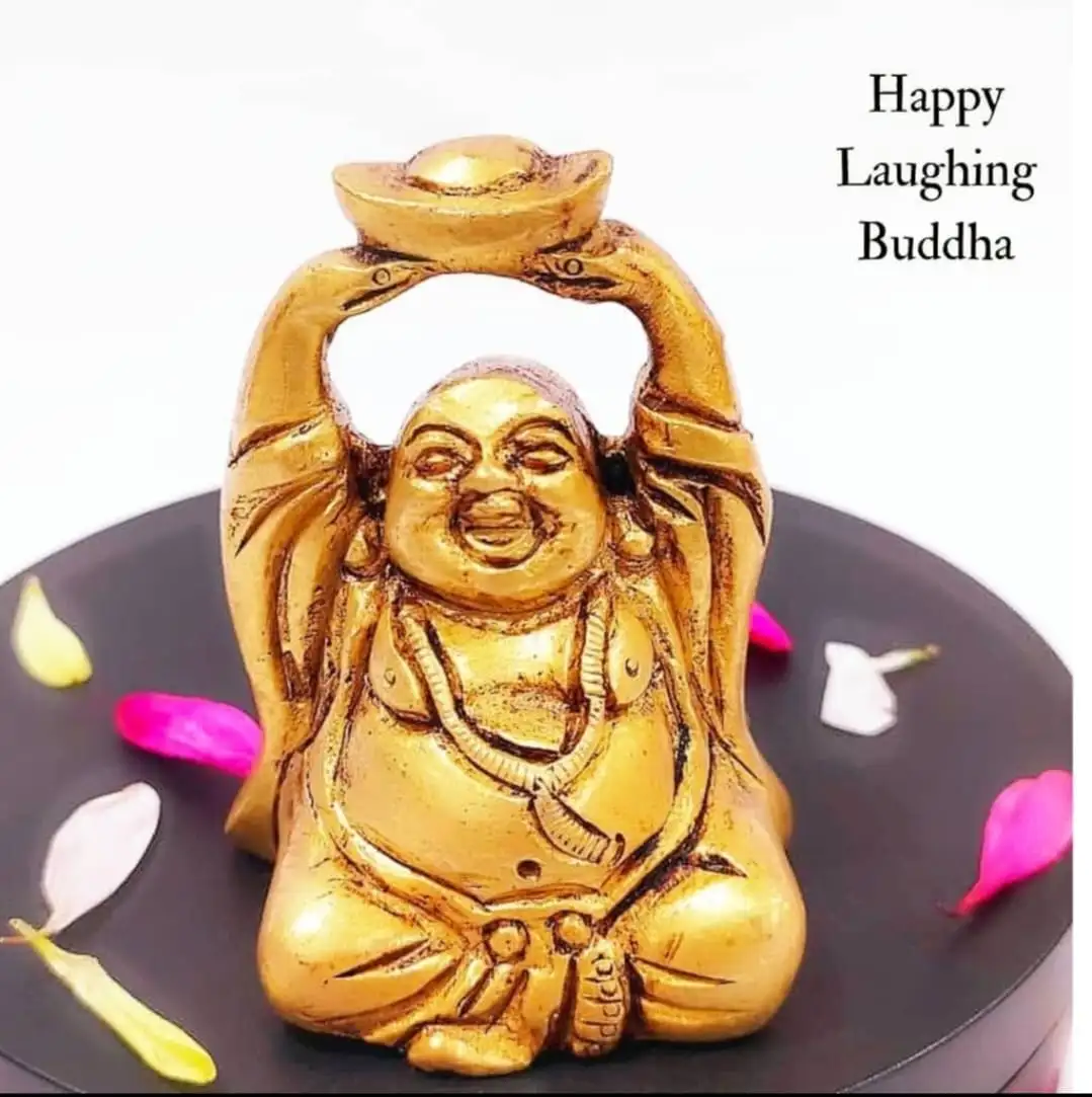 Prosperous Laughing Buddha statue Brass Antique Finish