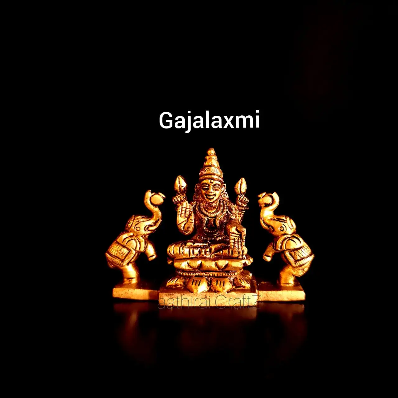 Gaja Laxmi / Lakshmi Statue Brass Antique Finish Gajalaxmi Brass Sculpture - Small