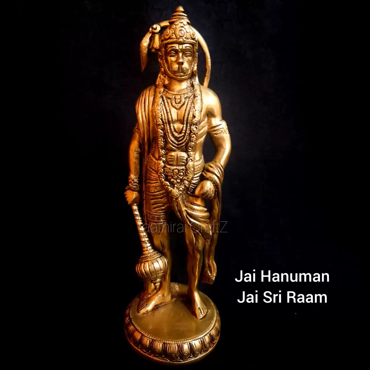 Veera Anjaneya / Hanuman Statue Brass Antique Finish