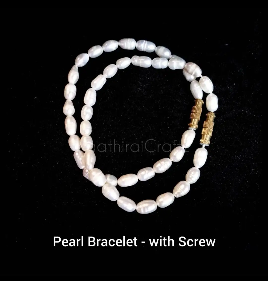 Pearl / Muthu / Moti Bracelet with Screw - secondary