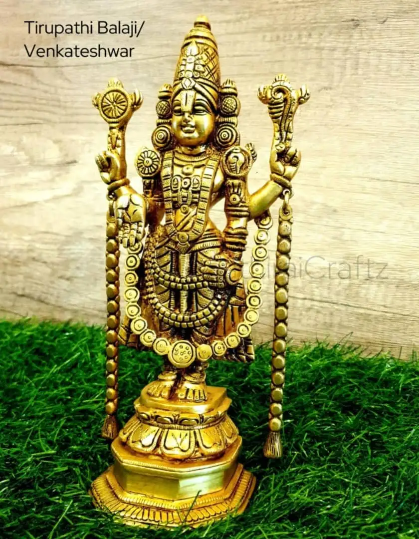 Tirupathi Balaji/ Venkateshwar / Balaji Sculpture with Maalai - Large Size 2 - secondary