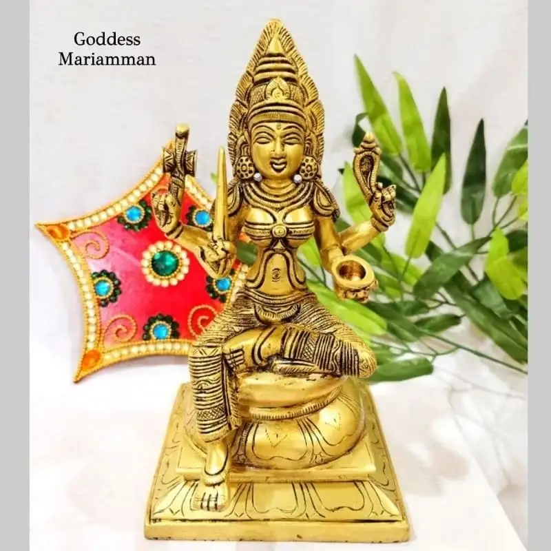 Goddess Mariamman Statue  Brass Antique Finish