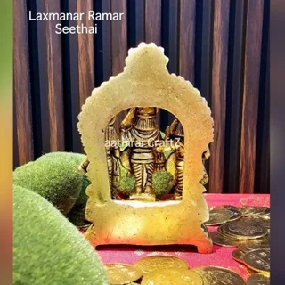 Laxmanar Ramar Seetha Antique Finish Rama Sita Laxman Brass Sculpture - secondary