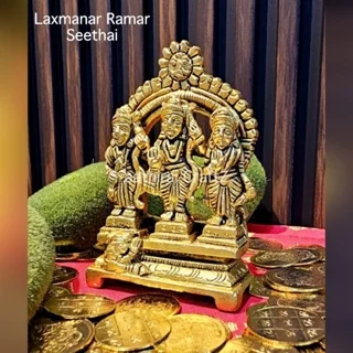 Laxmanar Ramar Seetha Antique Finish Rama Sita Laxman Brass Sculpture