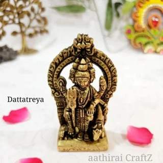 Lord Dattatreya Statue Brass Antique Finish Dattatreyar Brass Sculpture - secondary