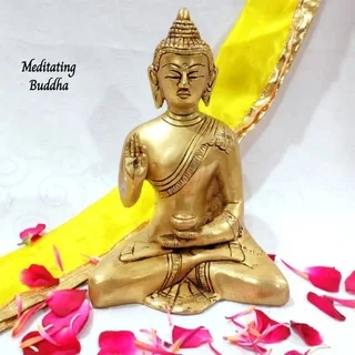 Meditating Buddha Brass Antique Finish Buddha Brass Sculpture