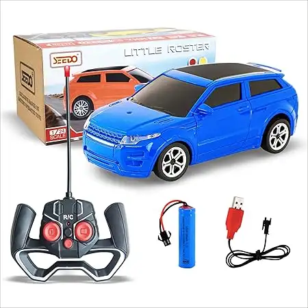 Rechargeable High Gloss Anti Scratch Remote Control Little Roaster SUV Model High Speed Racing Sports Car with LED Headlights, 1: 24 Scale Fast RC Vehicle Toy for Kids 8+ Years (Pack of 1, Blue)hafeelatextiles Rechargeable High Gloss Anti Scratch Remote Control Little Roaster SUV Model High Speed Racing Sports Car with LED Headlights, 1: 24 Scale Fast RC Vehicle Toy for Kids 8+ Years (Pack of 1, Blue)hafeelatextiles
