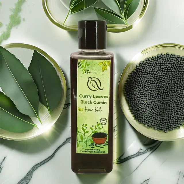 கறிவேப்பிலை / கருப்பு சீரக மூலிகை முடி எண்ணெய்