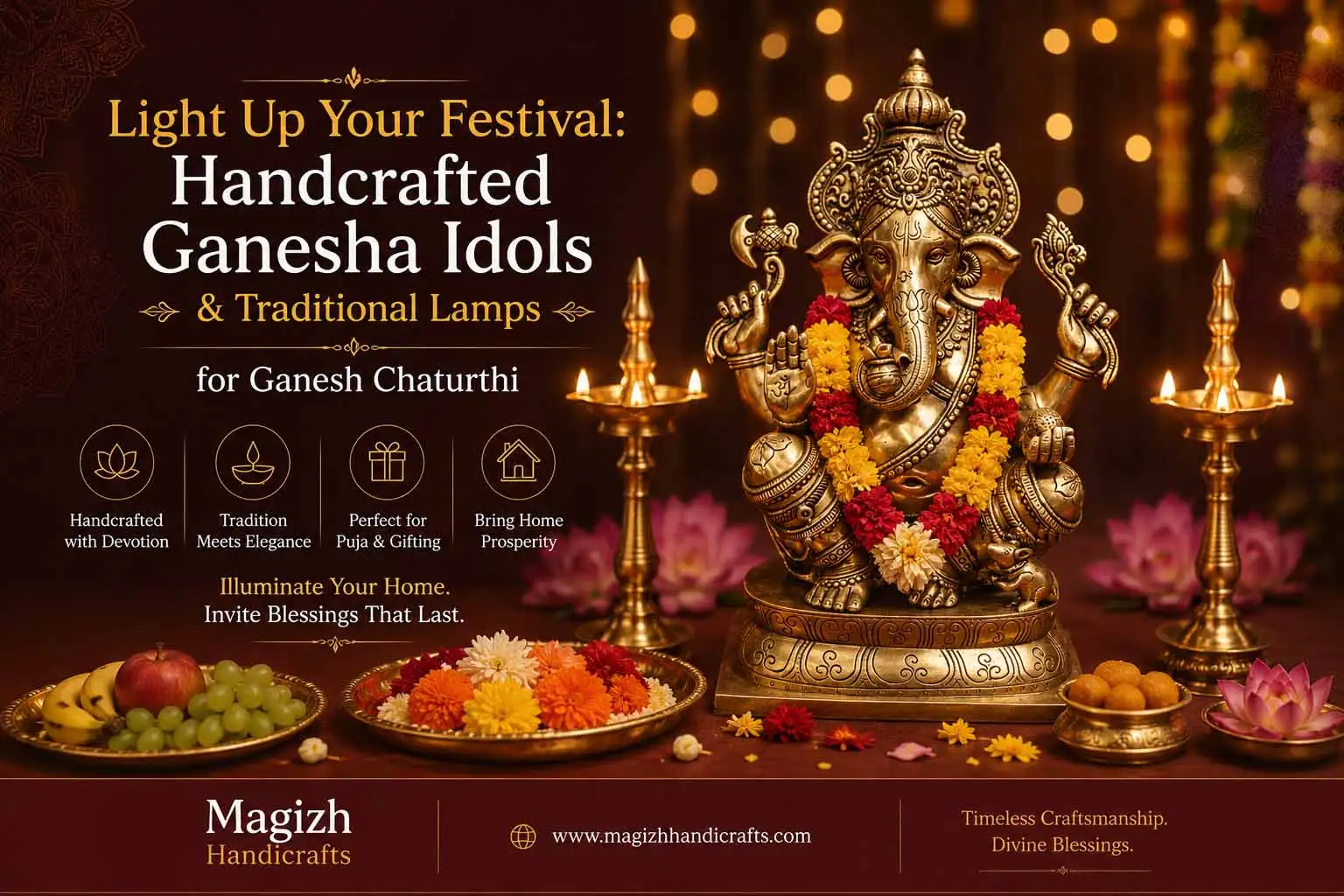 Light Up Your Festival: Handcrafted Ganesha Idols & Lamps for Ganesh Puja