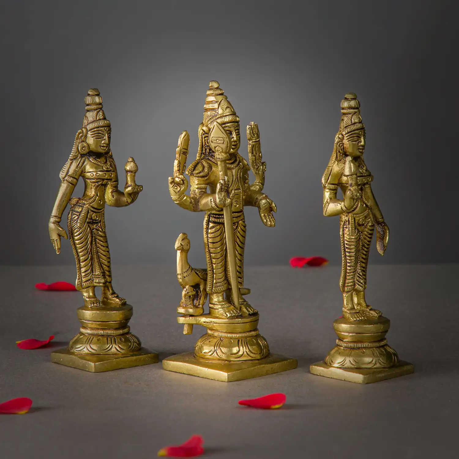 5.5 inches brass god Murugan Valli Deivanai idol - image 2