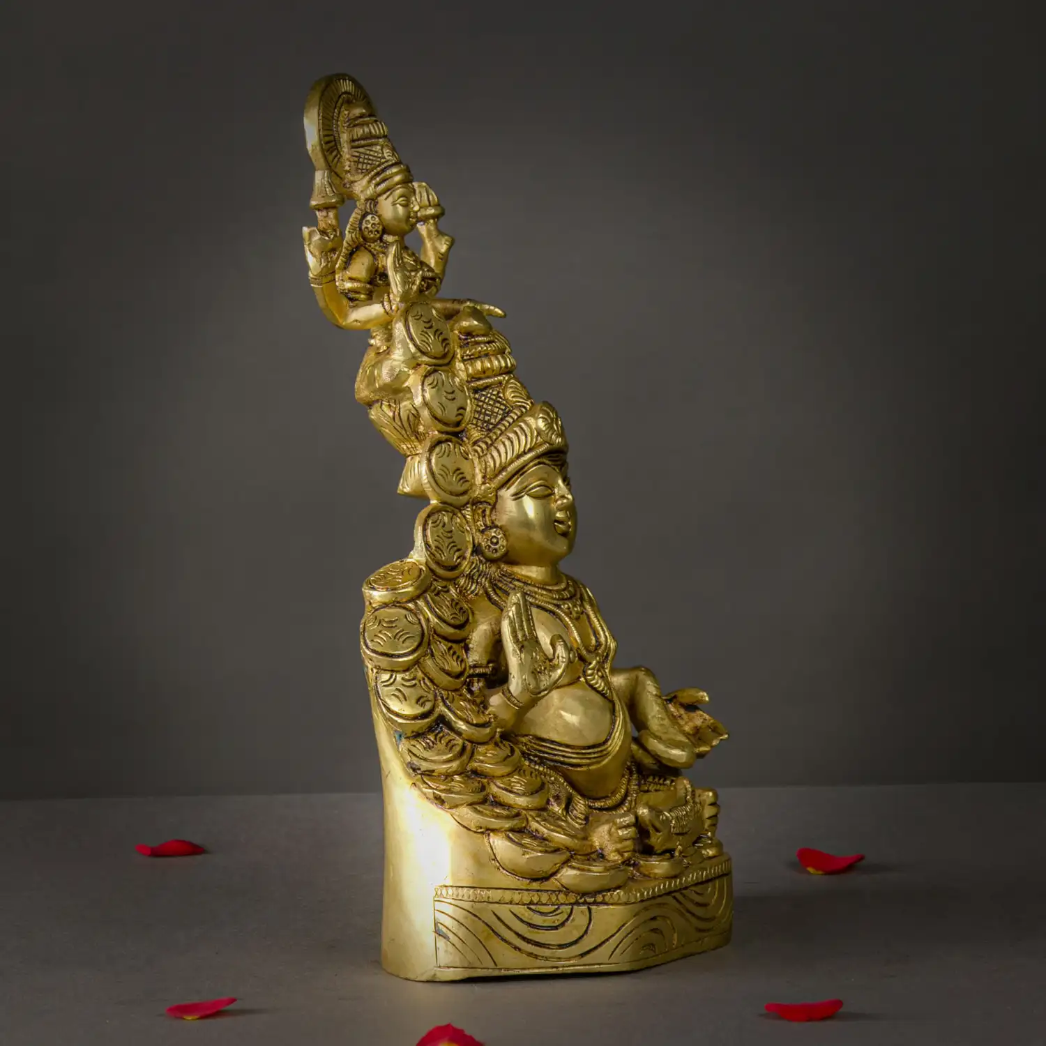 10.5" Brass Lakshmi Kubera Statue with Coins idol - image 3