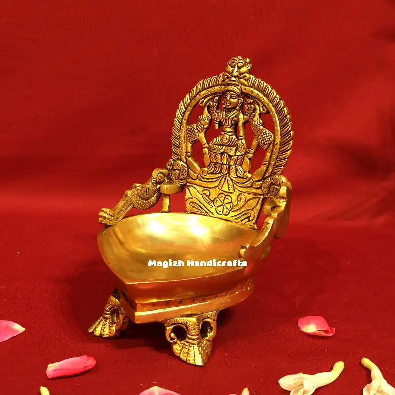 Brass Gaja Lakshmi Lamp 6.5 inches - secondary
