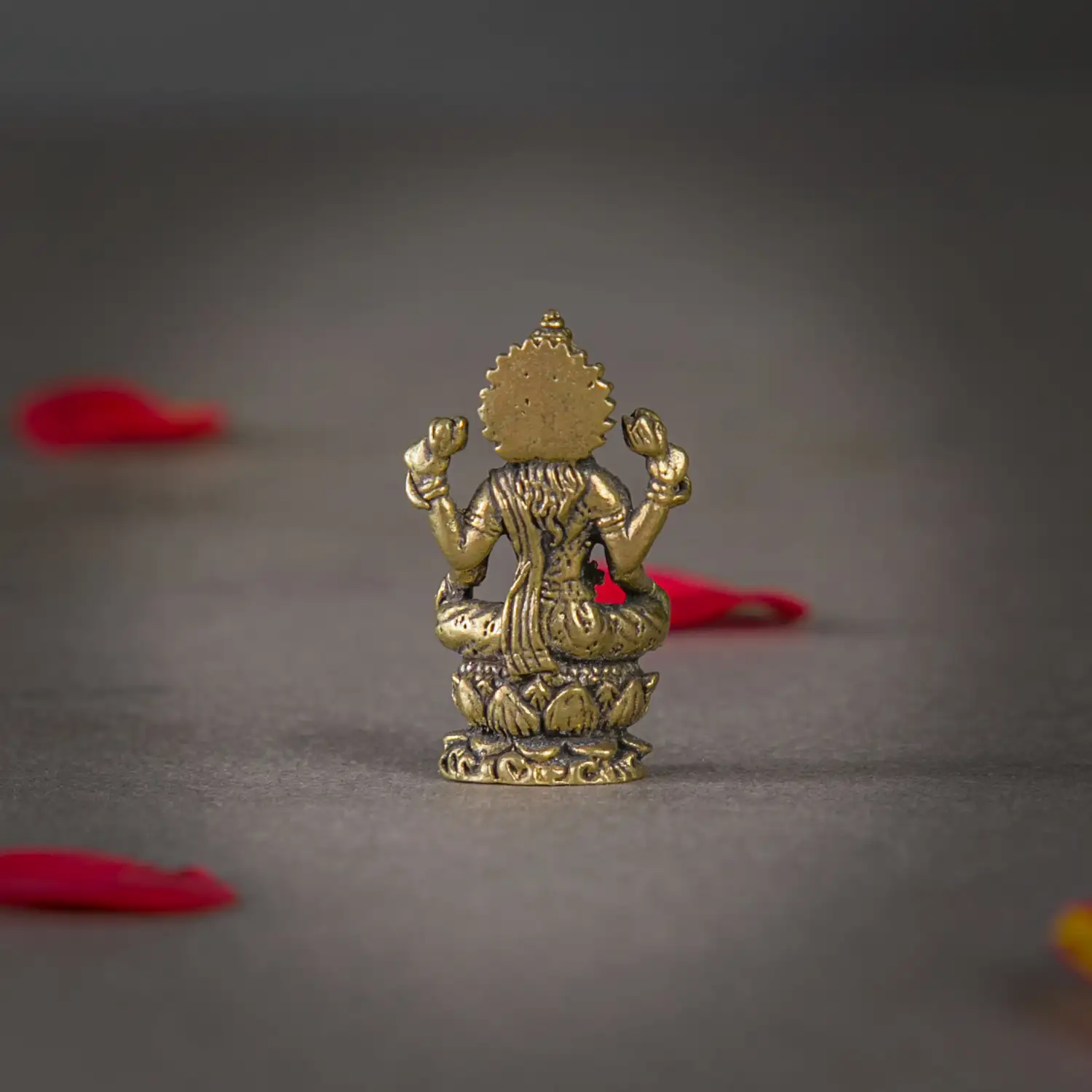 1 inch Brass Kamal sitting Laxmi idol - image 3