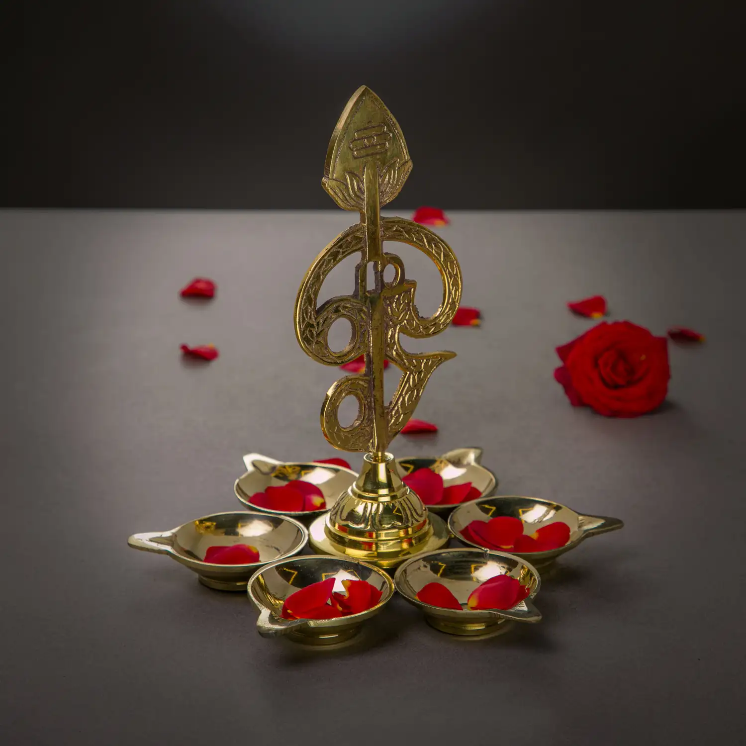 7 inches Brass Om Vel Arumuga Vilakku - image 3
