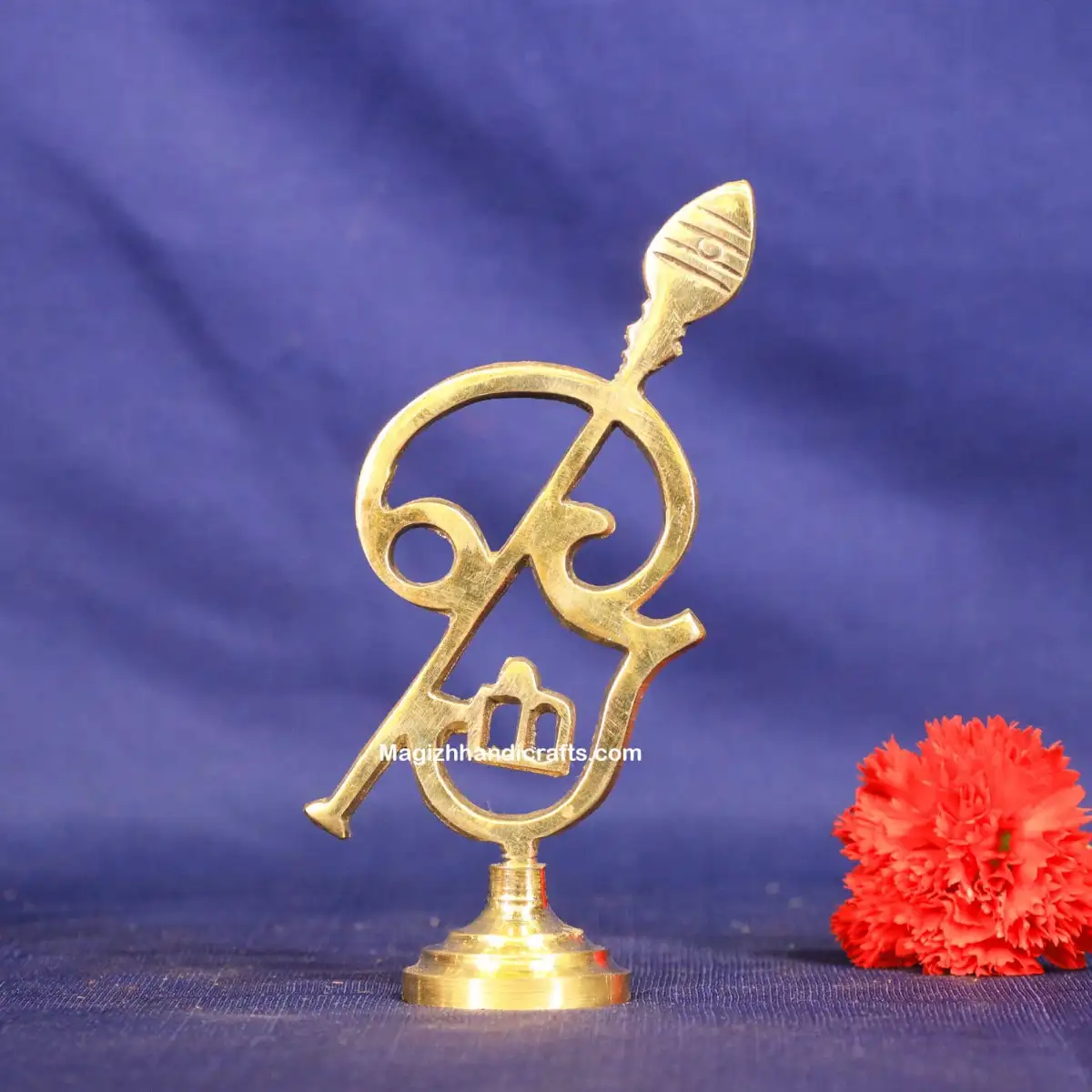 Brass Murugan OM Vel round base - 5 inches