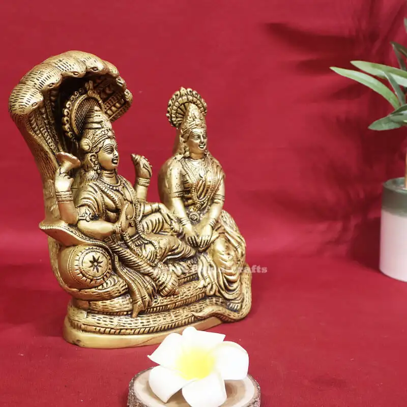 9 inches Brass Vishnu Lakshmi on Snake SC - secondary