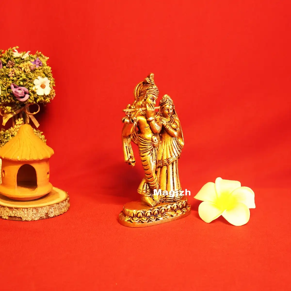 Brass Standing Radha Krishna idol 6 inches - secondary