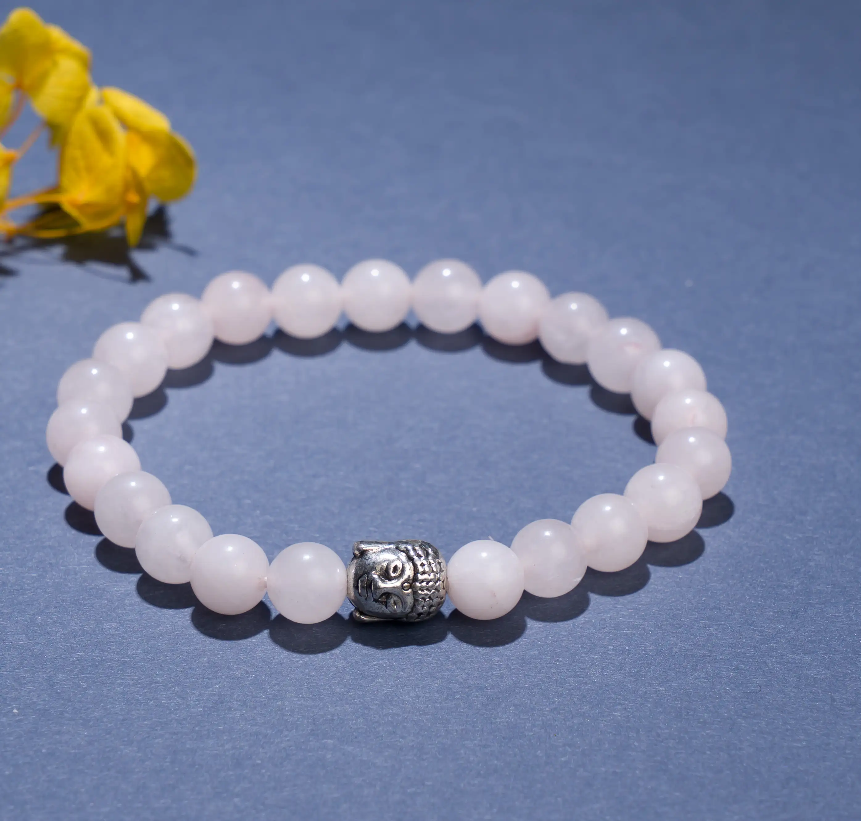 8mm Rose Quartz stone Crystal bracelet with buddha