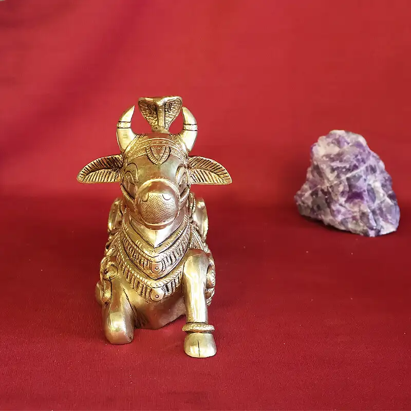 6x8 inches Brass Nandhi with Lingam SC - image 3