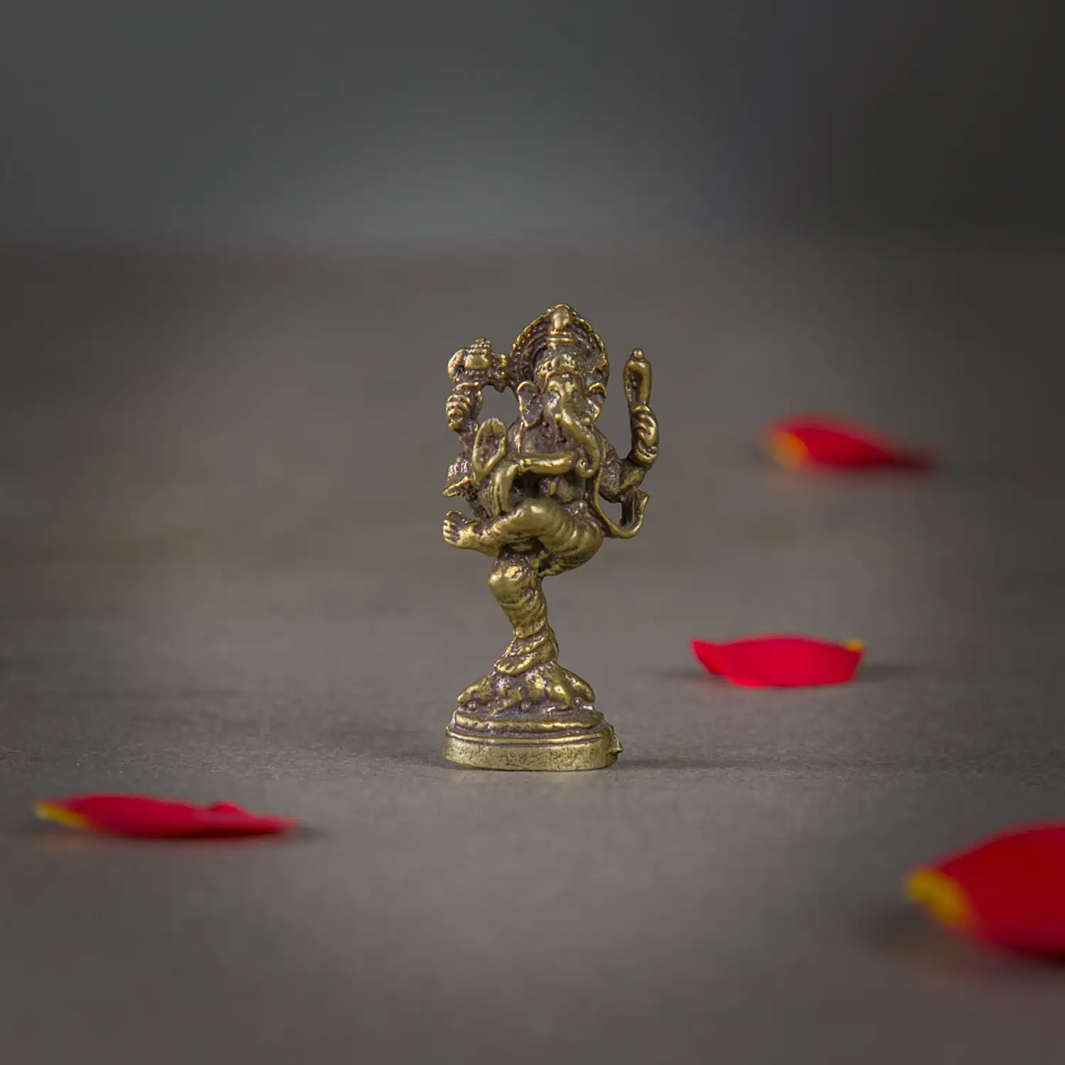 1 inch Mini Brass Standing dancing Leg raise Ganesha idol