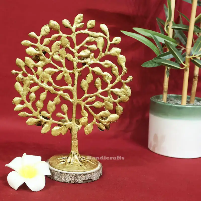8.5 inches table top Brass karpaga vriksham tree with Lamp holder - image 3