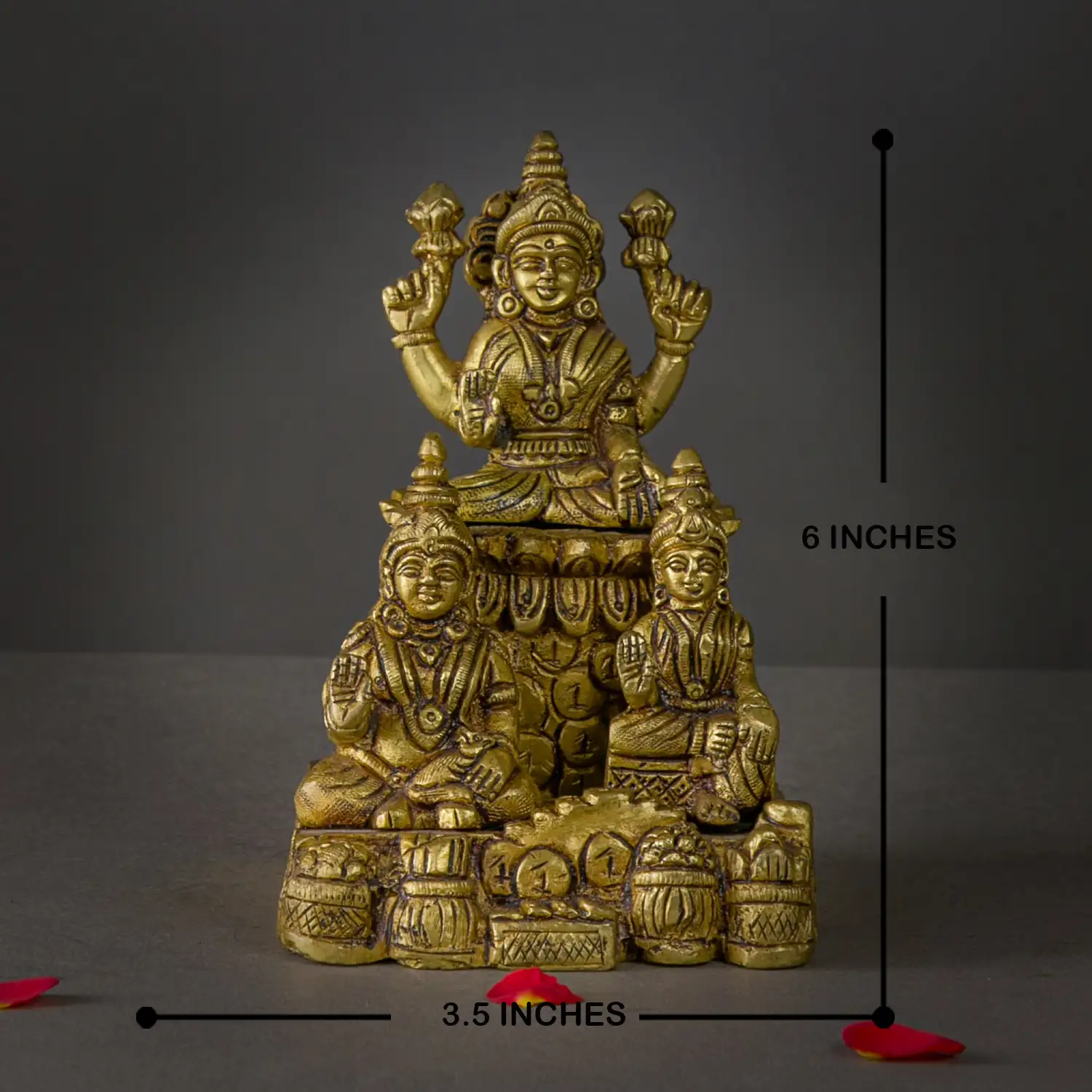 Brass Lakshmi Kuber and Goddess Chithirini Idol – 6 Inches - image 4