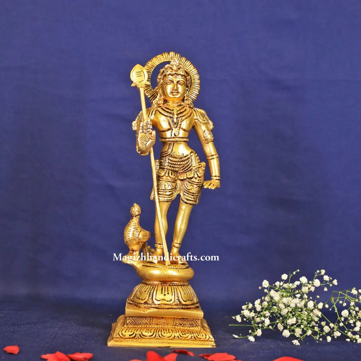 Brass Bala Murugan with Vel idol - 10 inches