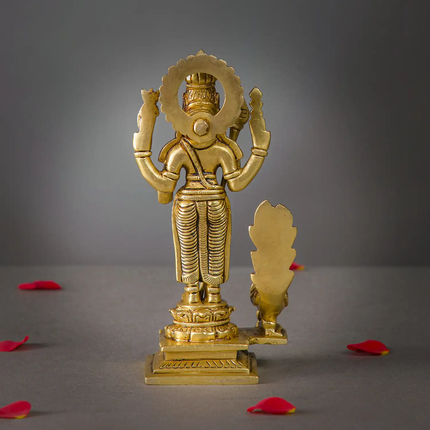 6 inches Brass Murugan Vel and peacock - image 4