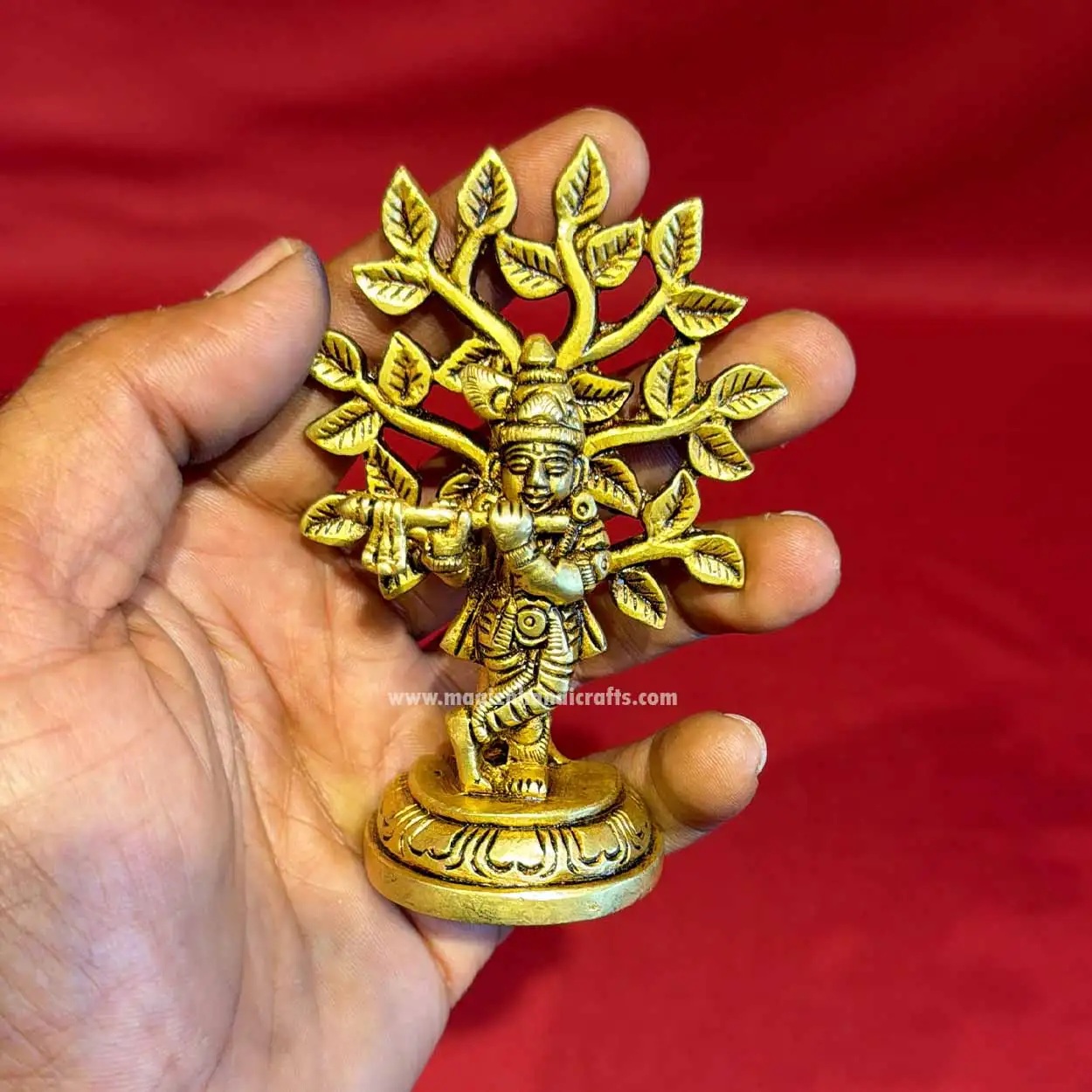 4 inches brass tree Krishna idol - image 5